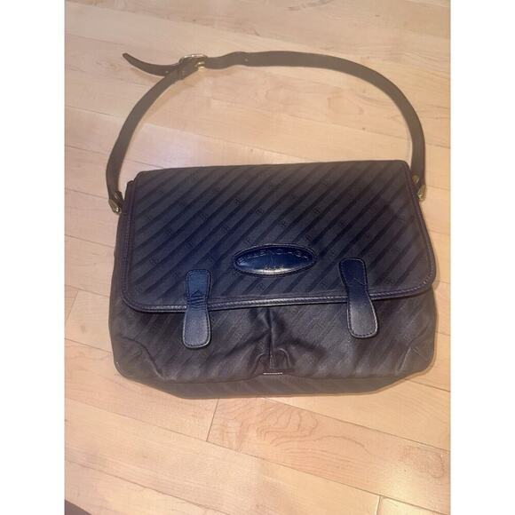 Vintage Balenciaga Monogram Canvas Messenger Bag EUC Dark navy - Picture 2 of 9